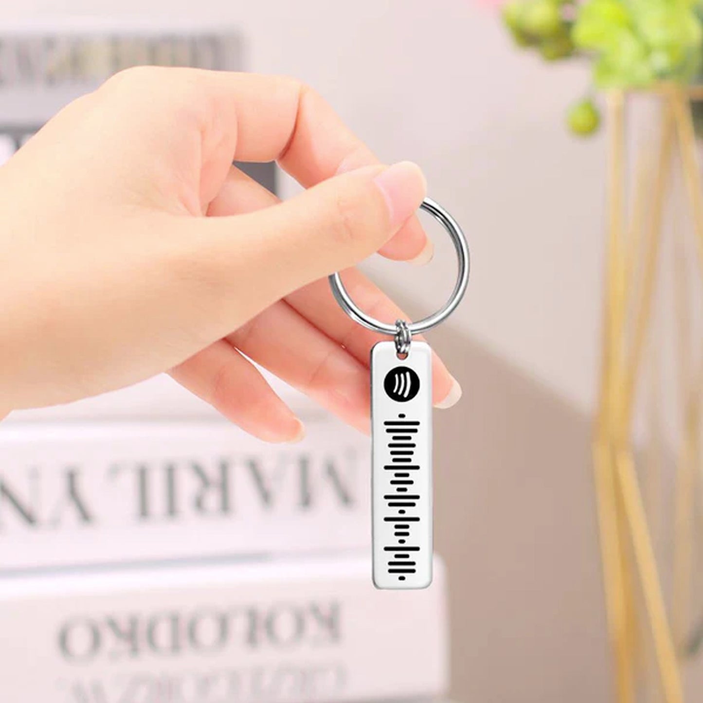 Spotify Code Keychain, Custom Scannable Engraved Custom Music, Song Keychain Gifts for Him